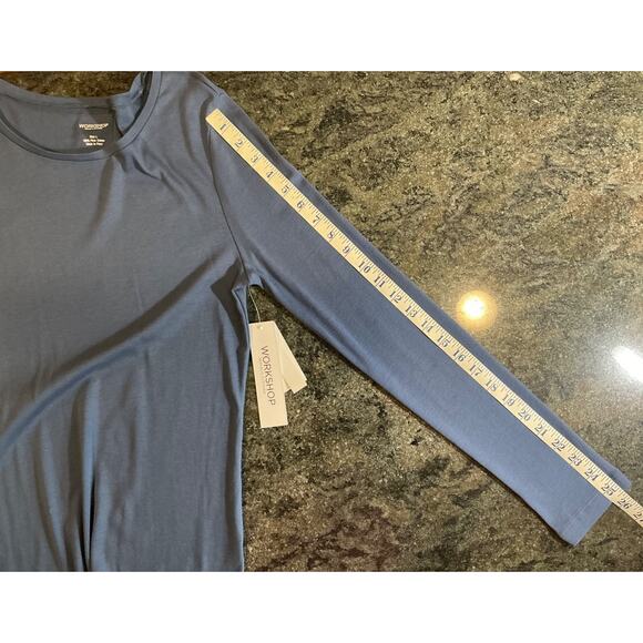NWT WORKSHOP Republic Clothing sz L Pima cotton denim blue slim fit l/s t shirt - Picture 7 of 8
